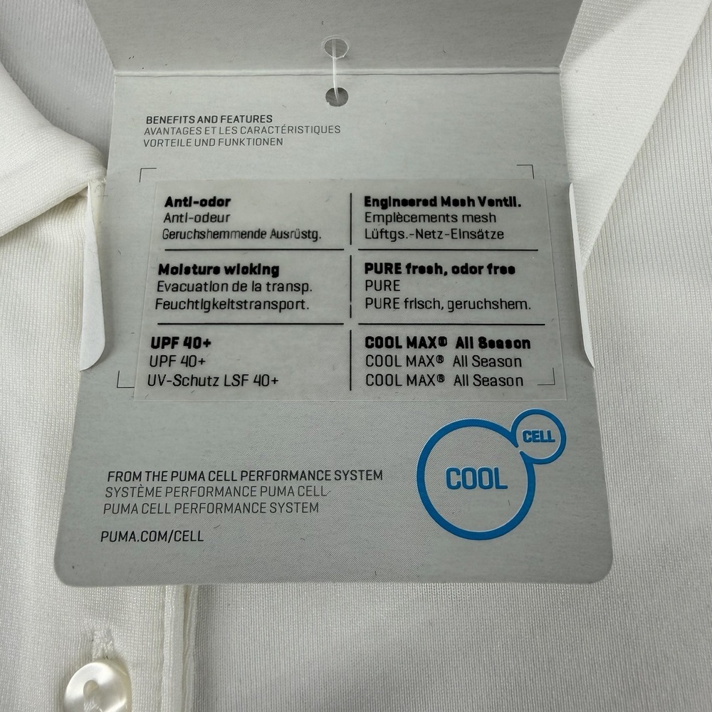 PUMA Cool Max Climate Control Duo Swing White Polo Shirt Women's Size L - Picture 4 of 13